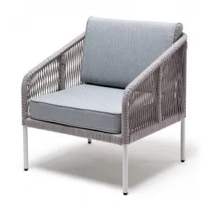 Кресло плетеное из роупа Канны светло-серое