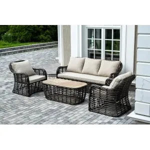 Лаунж-зона из искусственного ротанга Ницца, бронзовая