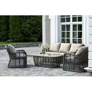 Лаунж-зона из искусственного ротанга Ницца, серая