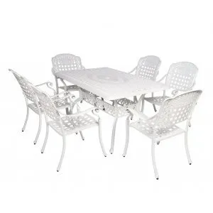 Обеденная группа из литого алюминия Gera 6 White