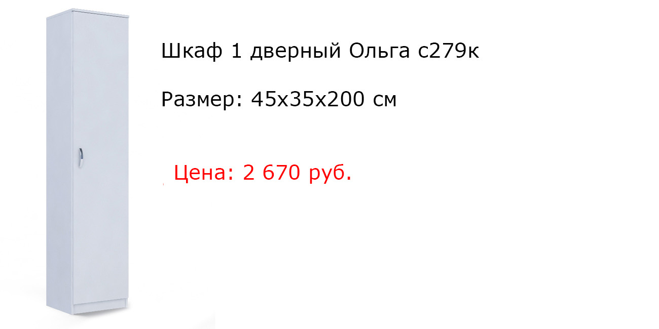 Шкаф 1 дверный Ольга с279к НВ