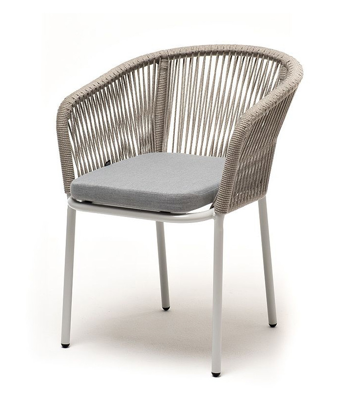 Плетеный стул из роупа Марсель бежево-серый подушка на стул