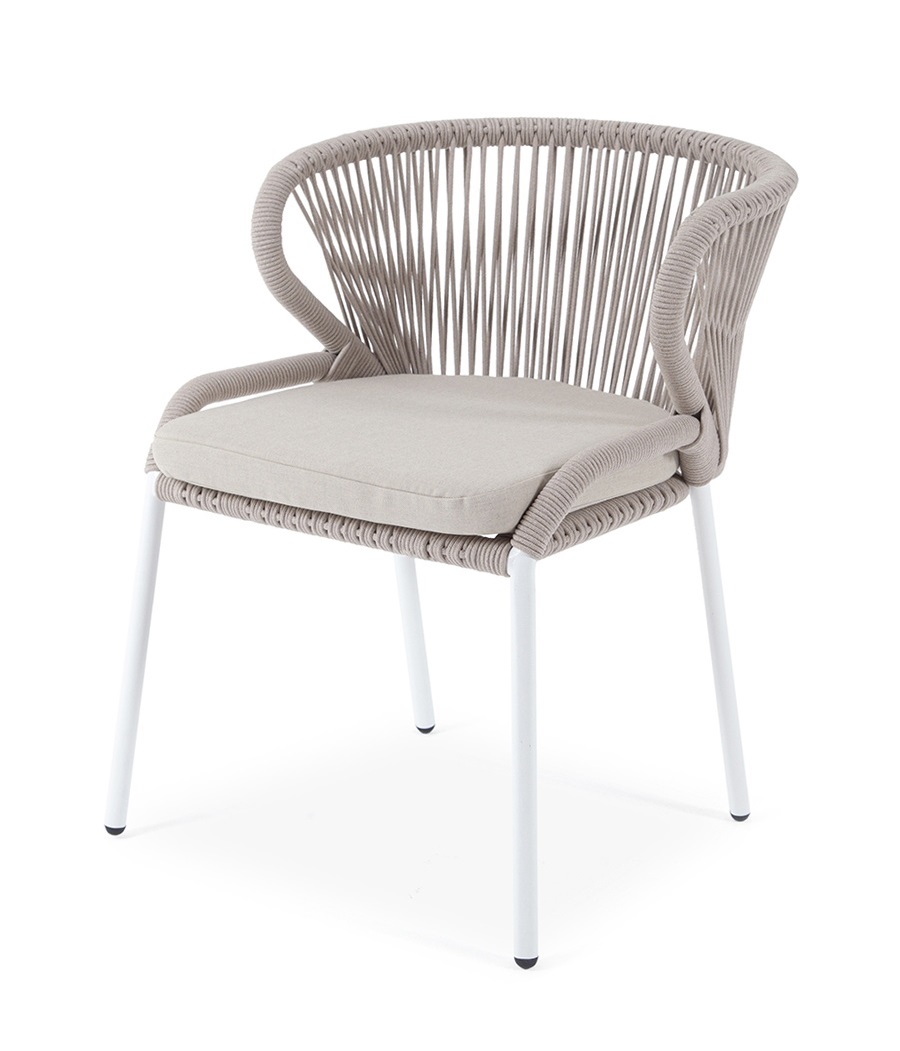Плетеный стул из роупа Милан бежевый плетеный стул из роупа марсель серый белый каркас