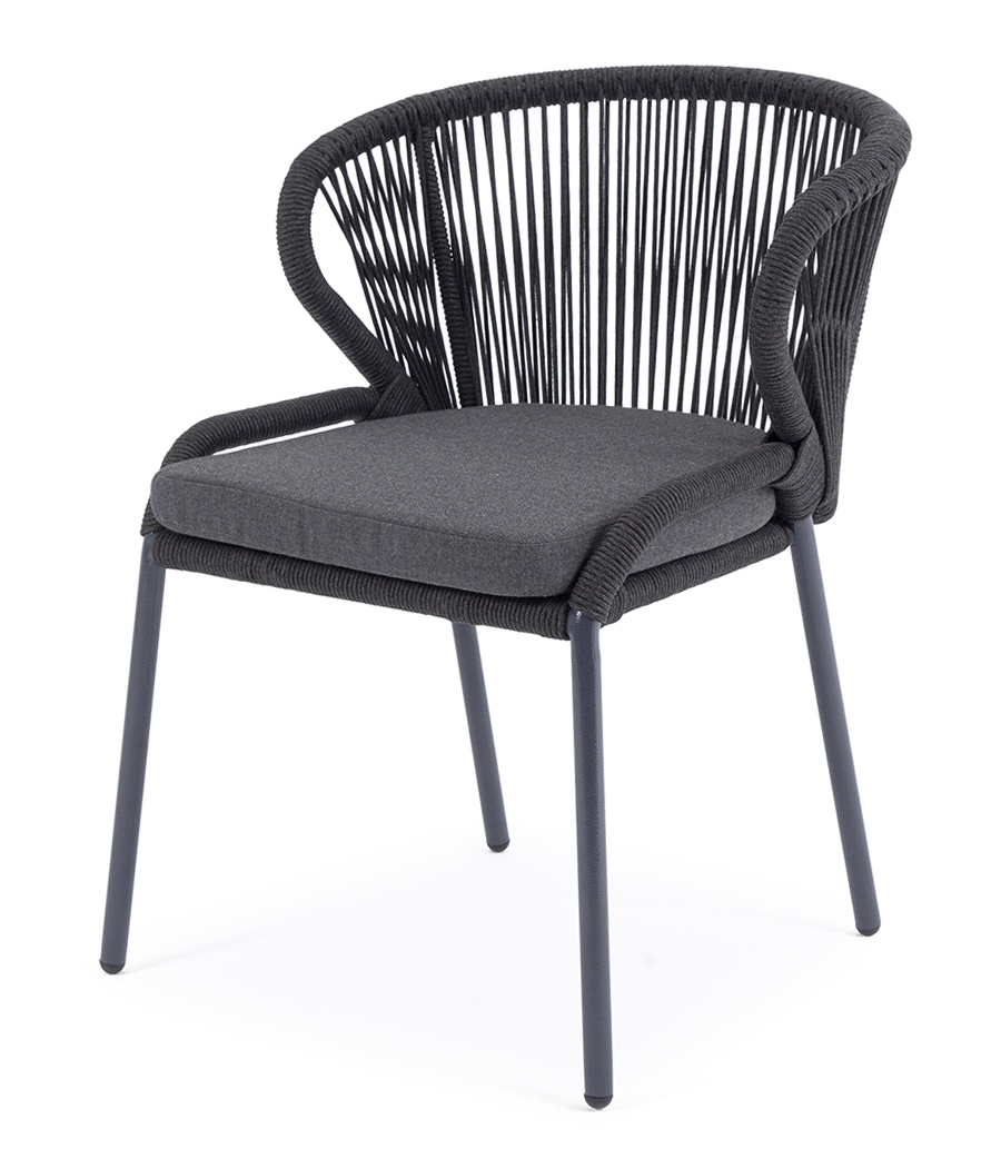 Плетеный стул из роупа Милан темно-серый кресло мадрид из роупа темно серый