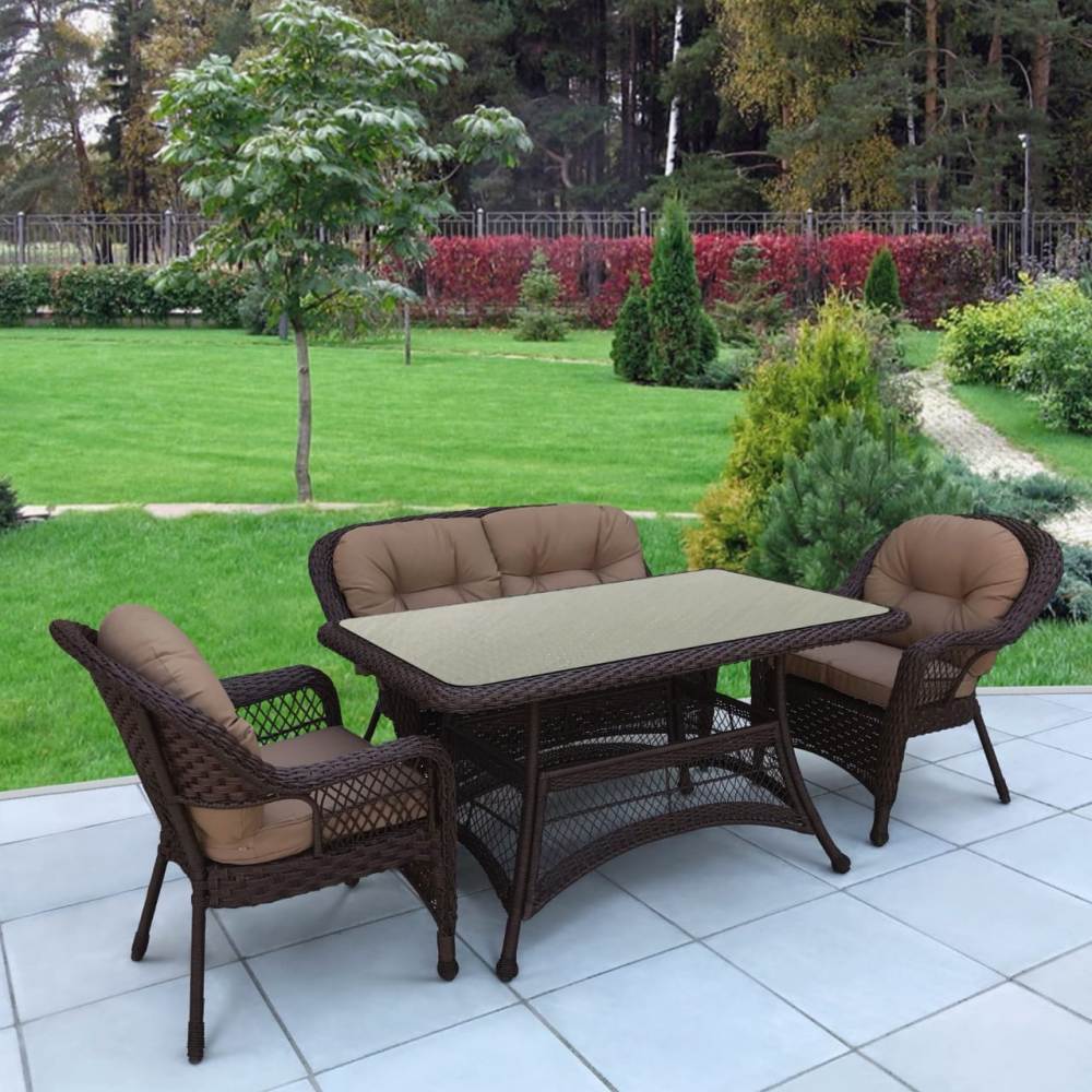 Комплект плетеной мебели T130Br/LV520BB-Brown-Beige Афина плетеный диван s59a w53 brown афина