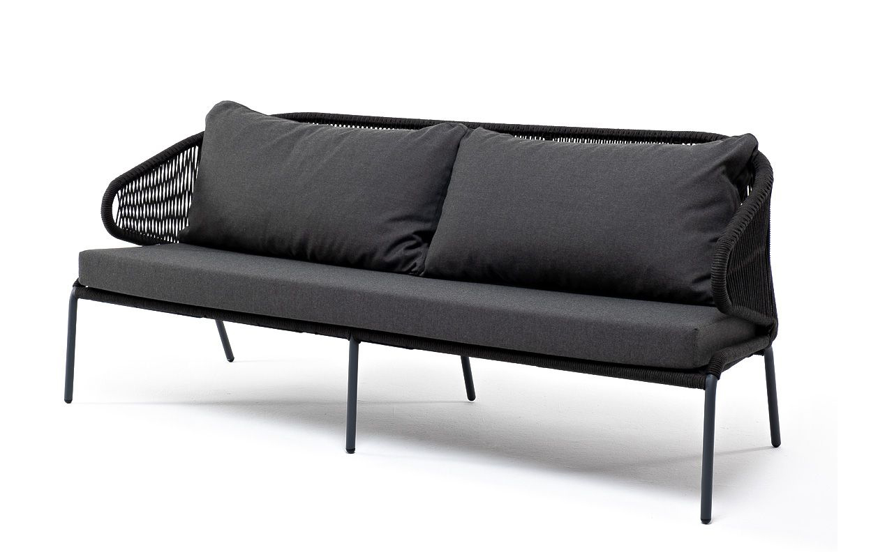 Трехместный диван из роупа Милан темно-серый кресло мадрид из роупа темно серый