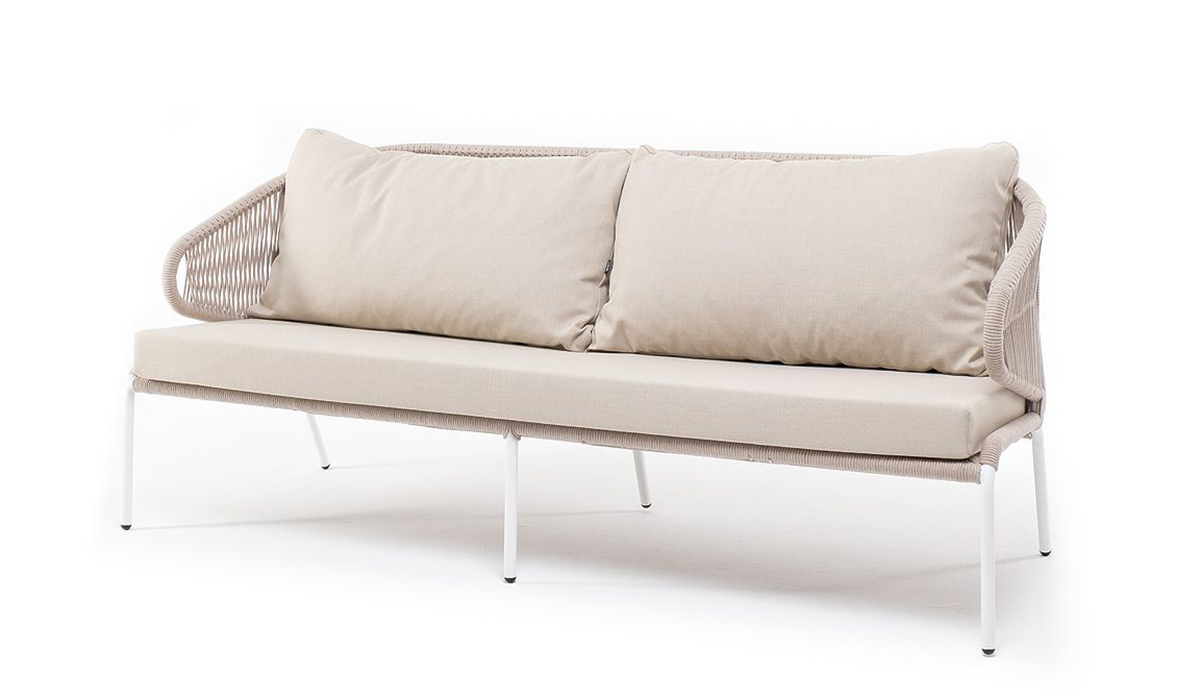 Трехместный диван из роупа Милан бежевый плед novallas темно бежевый