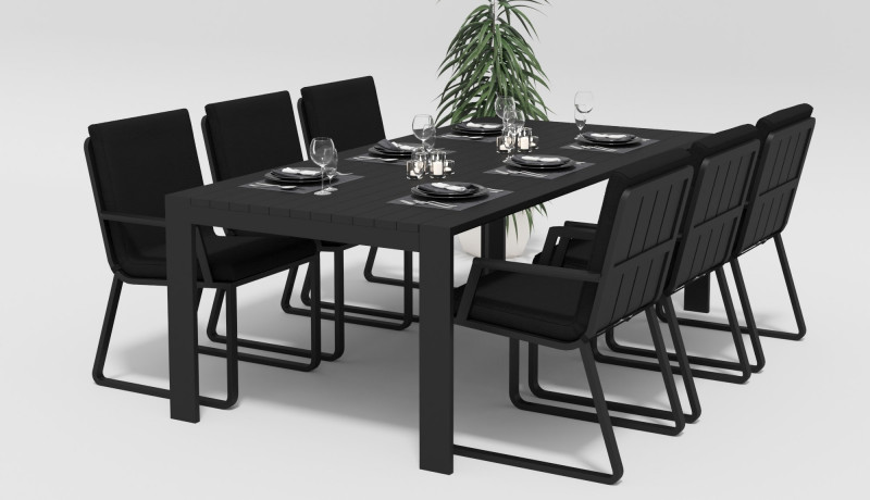 Обеденная группа Malia 220 с подлокотниками черная обеденная группа для столовой и гостиной франц 3 4 стула грецкий орех мария ноче