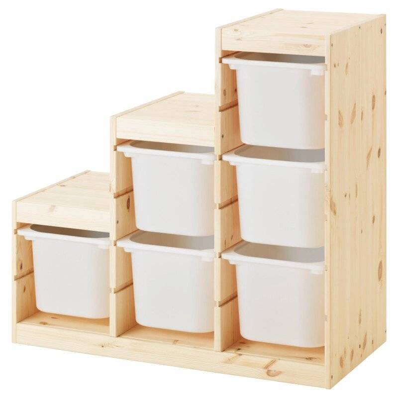 Ящик для хранения с контейнерами TROFAST 6Б белый Икеа короб для хранения на молнии
