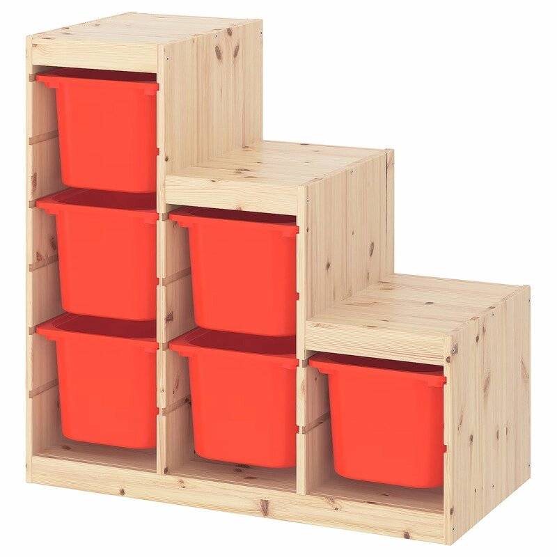 Ящик для хранения с контейнерами TROFAST 6Б красный Икеа пакеты для хранения продуктов york