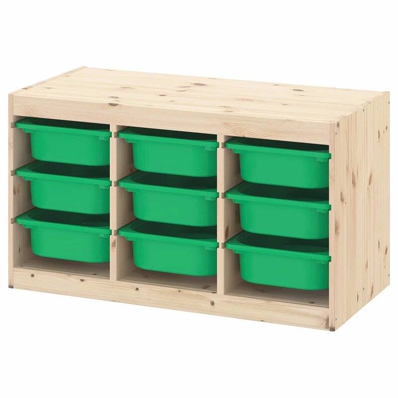 Ящик для хранения с контейнерами TROFAST 9М зеленый Икеа вакуумные пакеты для хранения вещей laima