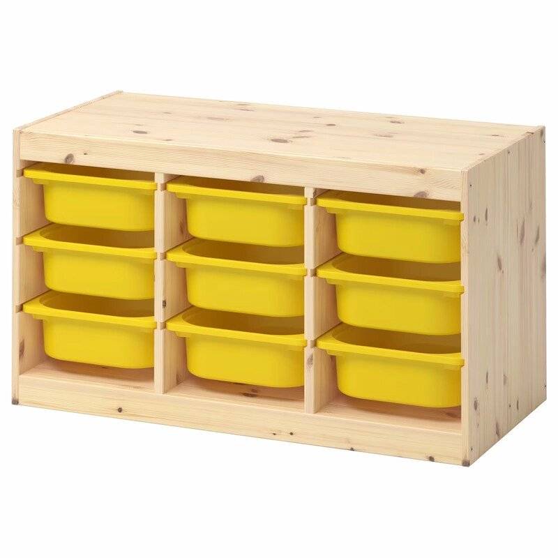 Ящик для хранения с контейнерами TROFAST 9М желтый Икеа система хранения deko