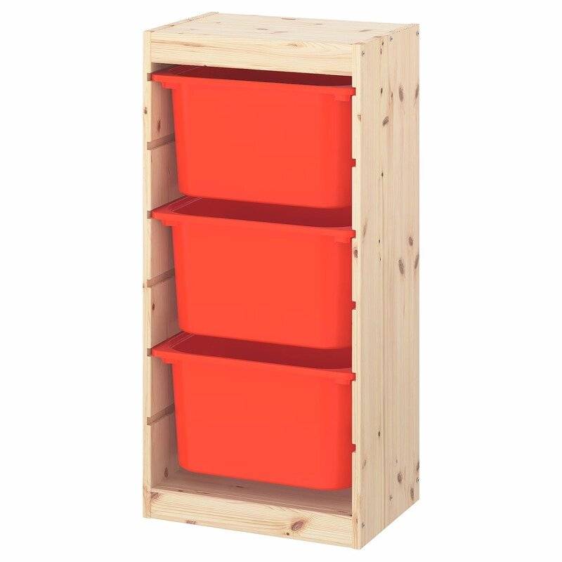 Ящик для хранения с контейнерами TROFAST 3Б красный Икеа система хранения deko