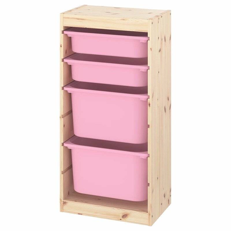 Ящик для хранения с контейнерами TROFAST 2М/2Б розовый Икеа пакеты для хранения продуктов york
