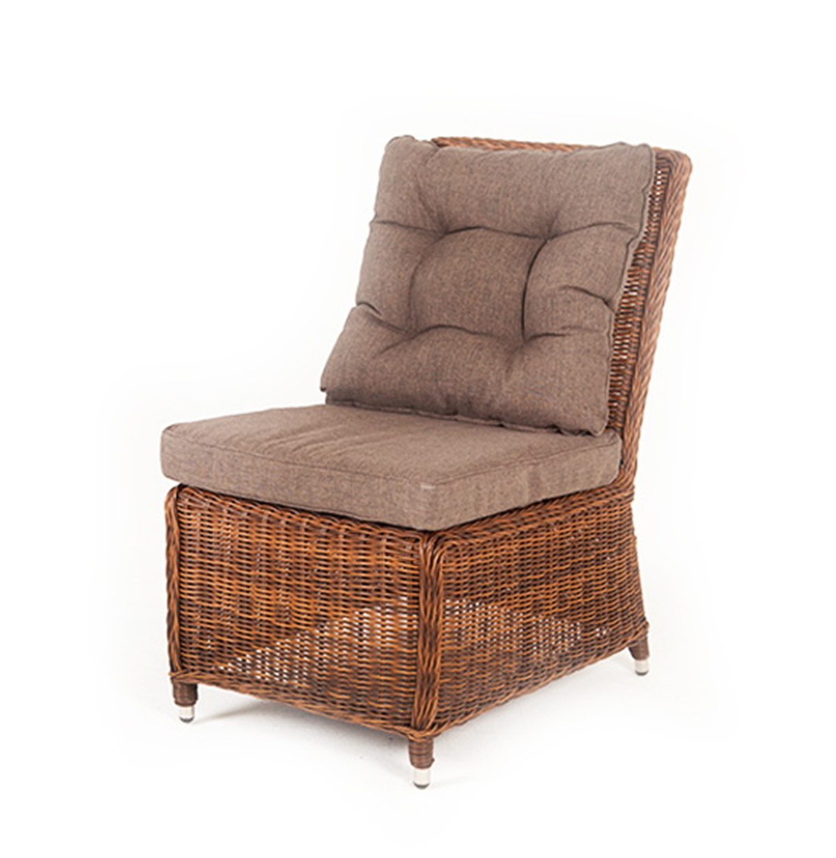 Плетеный центральный модуль дивана Бергамо Brown плетеный стул из роупа лион коричневый ткань темно серая